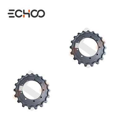 A roda dentada de tração encaixa no quadro do carro Kubota KX 121-2 mini-excavador